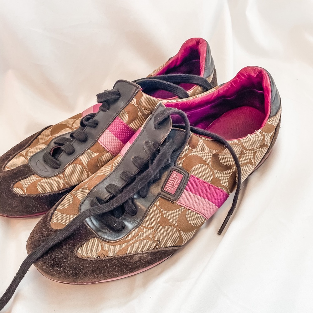 Coach Nelson signature C sneakers purple and khaki